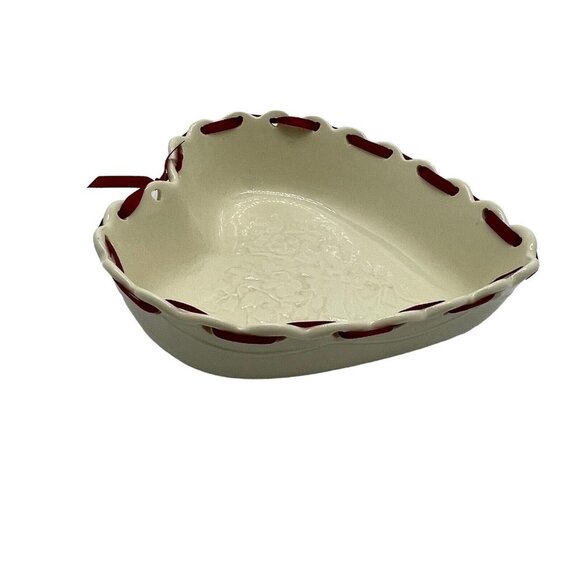 Longaberger Sweetest Heart Pottery Dish With Plastic Protector Mothers Day - Picture 7 of 16